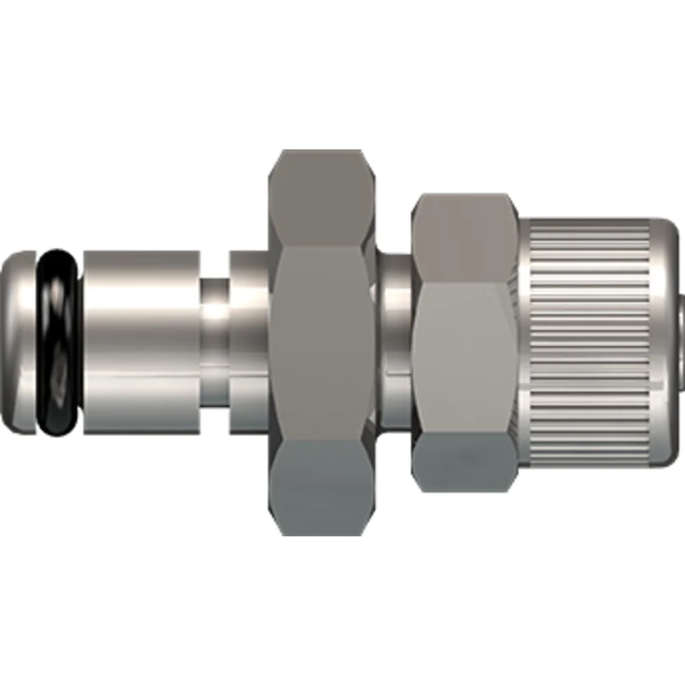 LinkTech 20CB Series Straight Male, Non-valved, 1/4" PTF, Chrome Brass, Buna N — Bag of 100