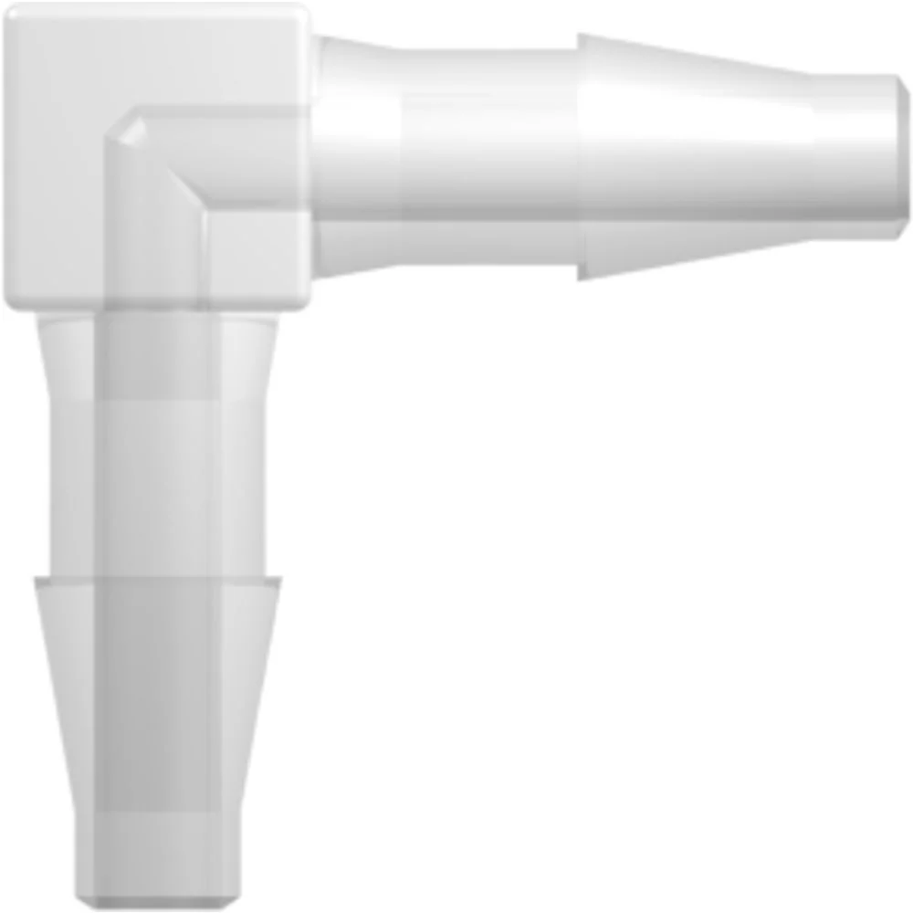 LinkTech Elbow Tube Fitting with Classic Series Barbs, 3/16" (4.8 mm) ID Tubing, Natural Polypropylene — Box of 10000
