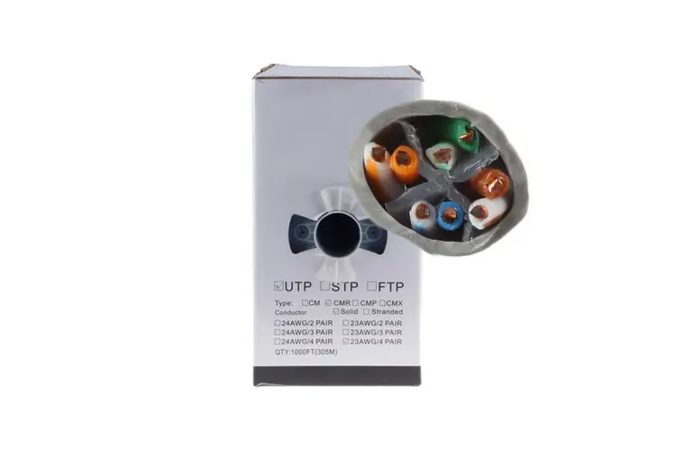 Cat6 Bulk Ethernet Cable, Unshielded, Solid, CMR, Pull Box, 1000 ft, 550 Mhz, Gray