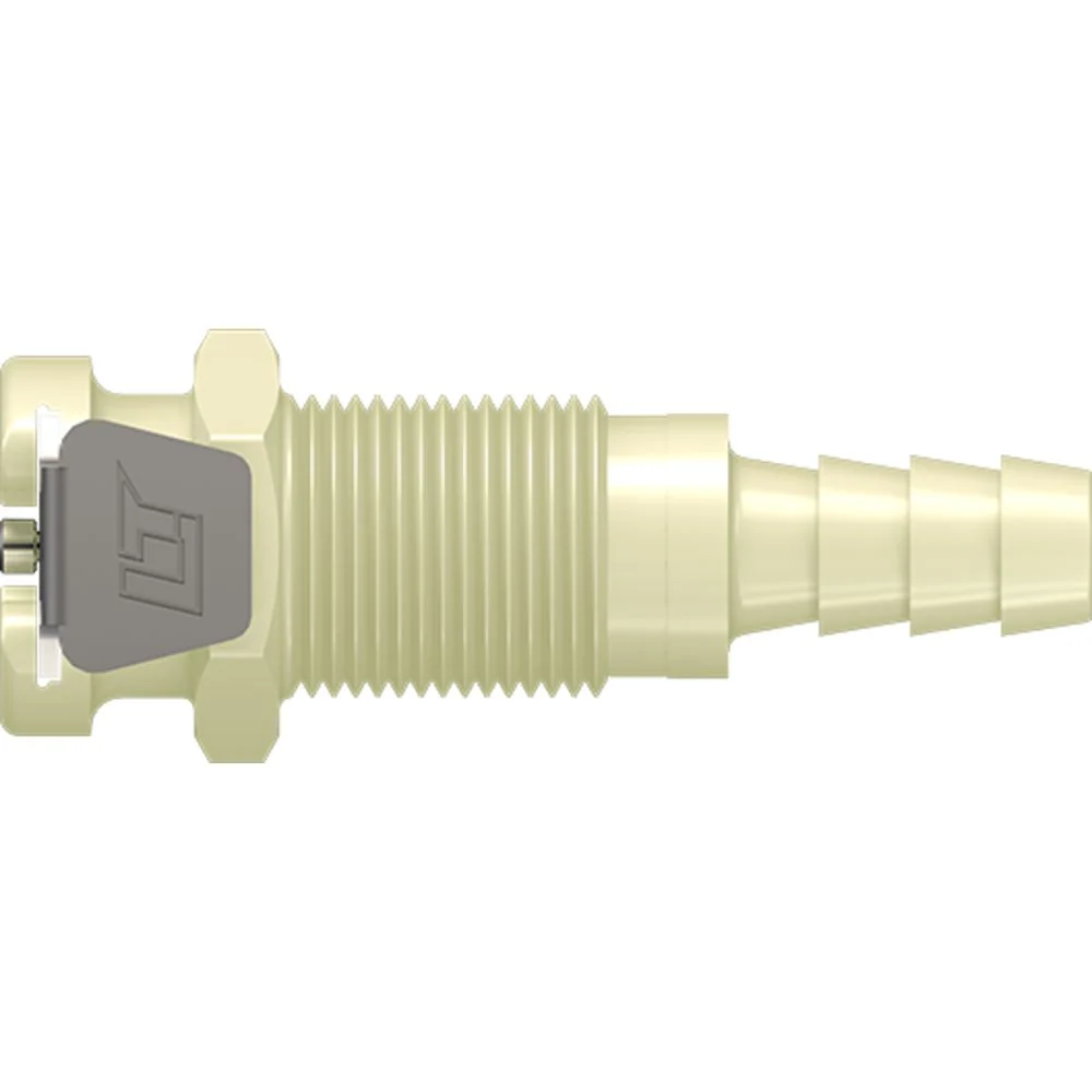 LinkTech 20PP Series Panel Mt. Female, Non-valved, 1/4" HB, Molded Almond Color, Polypropylene — Single