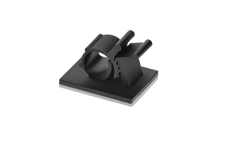 Nylon Self Adhesive Cable Management Clip Round Type 25x19mm, 100-Pack