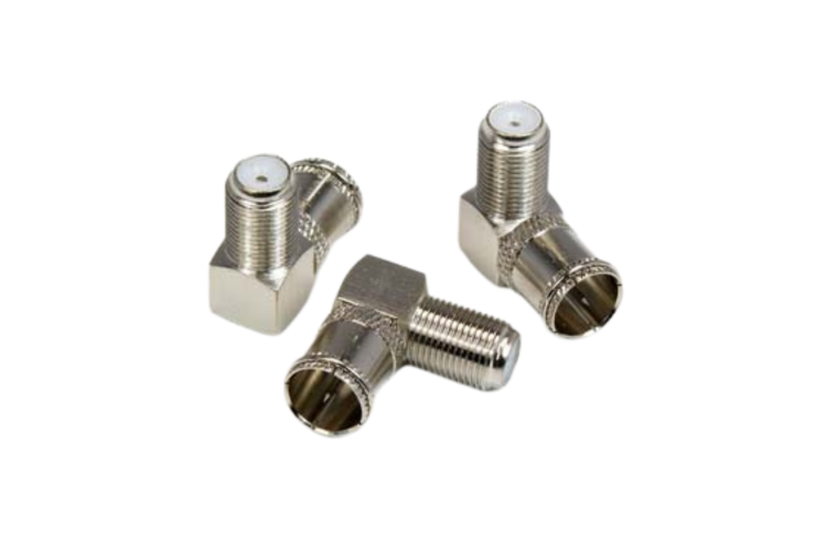 F-type Push-on Male to Female Right Angle Adapter