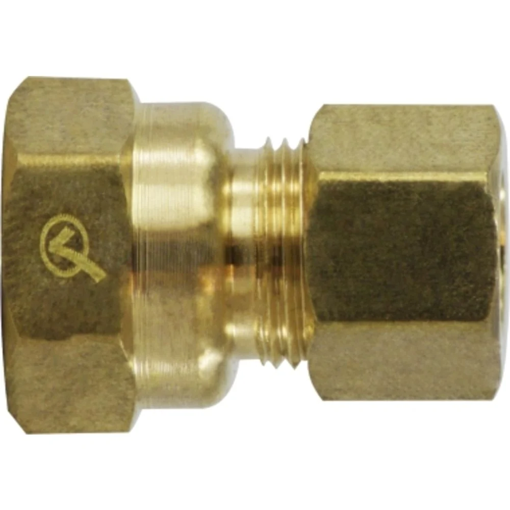 Brass Compression Female Connector 3/8 Compression x 1/4 FPT — Bag of 10