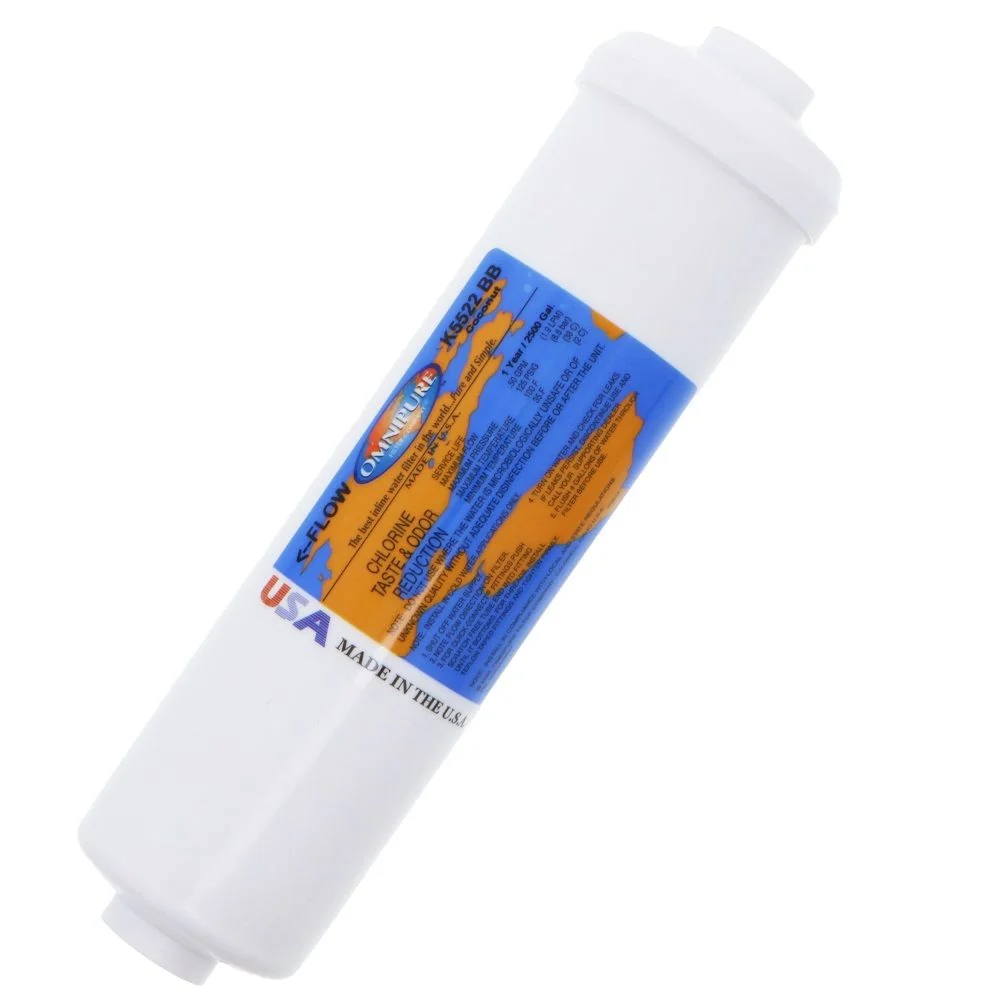 Omnipure Inline K5522-BB 5 mic Carbon Block CTO - 10" x 2.5" Filter - 1/4" FPT — 50-Pack