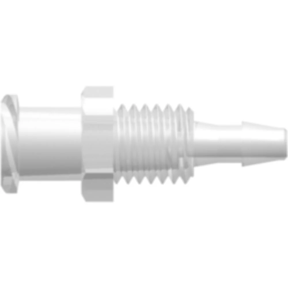 LinkTech Female Luer Thread Style Panel Mount 1/4-28 UNF to 200 Series Barb, 3/32" (2.4 mm) ID Tubing, Natural Polypropylene — Bag of 1000