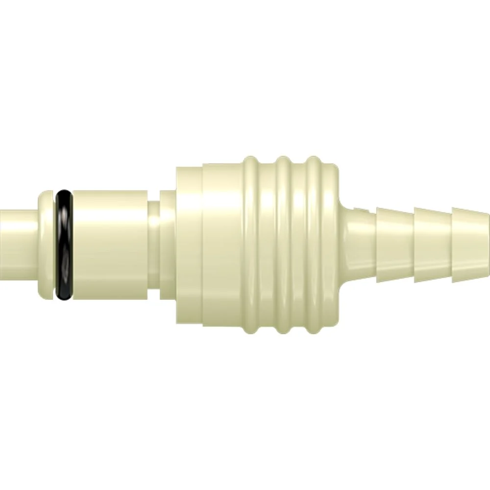 LinkTech 40PP Series Straight Male, Valved, 1/4" HB, Molded Almond Color, Polypropylene, EPDM — Box of 1000