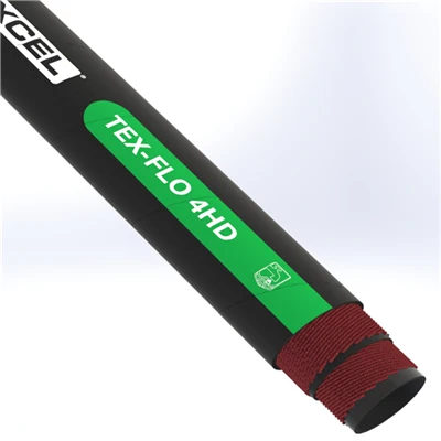 FLO-4HD-2.0-100- by Texcel | TEX-FLO 4HD Series | Heavy-Duty 4-Ply Water Discharge Hose | 2" Hose ID | 250 PSI | Black — 100' Length