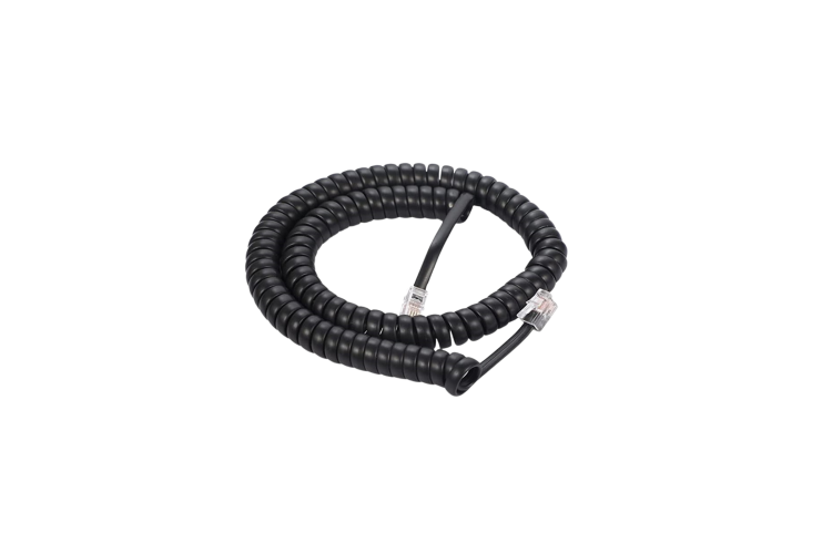 12Ft Coiled Telephone Handset Cord – RJ22 (4P4C) to RJ22, Black