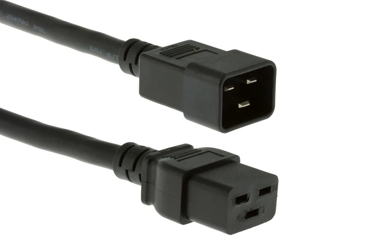 AC Power Cord, C20 to C19, 12 AWG, 2ft Black