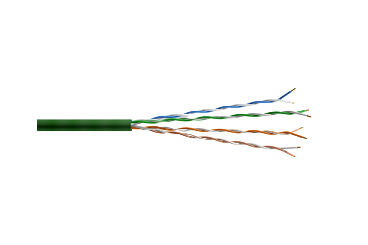 Cat6A Bulk Ethernet Cable, Stranded UTP, Solid, 1000 ft, 28 AWG, Slim, Green