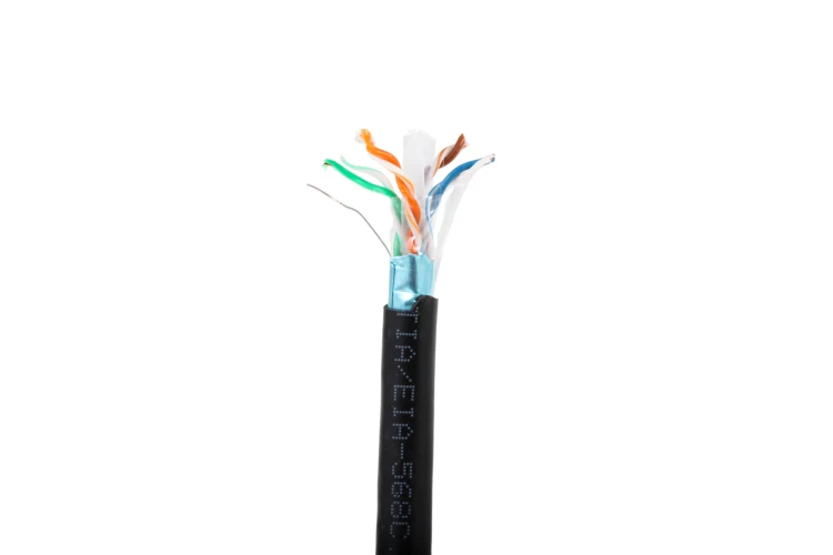 Cat6 Bulk Ethernet Cable, Shielded, Solid, CMR, Spool, 1000 ft, 550 Mhz, Black