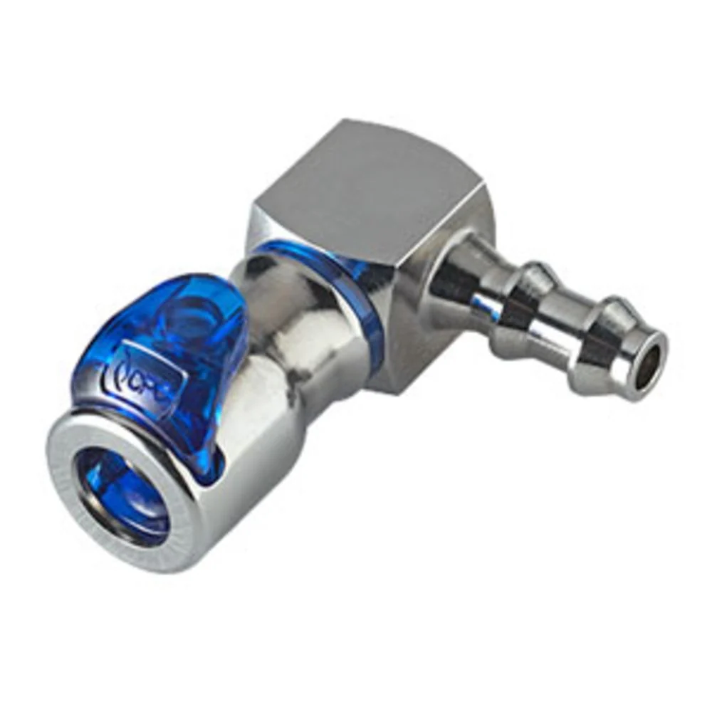 LQ2D3304LBLU Valved Elbow Locking Hose Barb Liquid Cooling Coupling Body 1/4" — Single