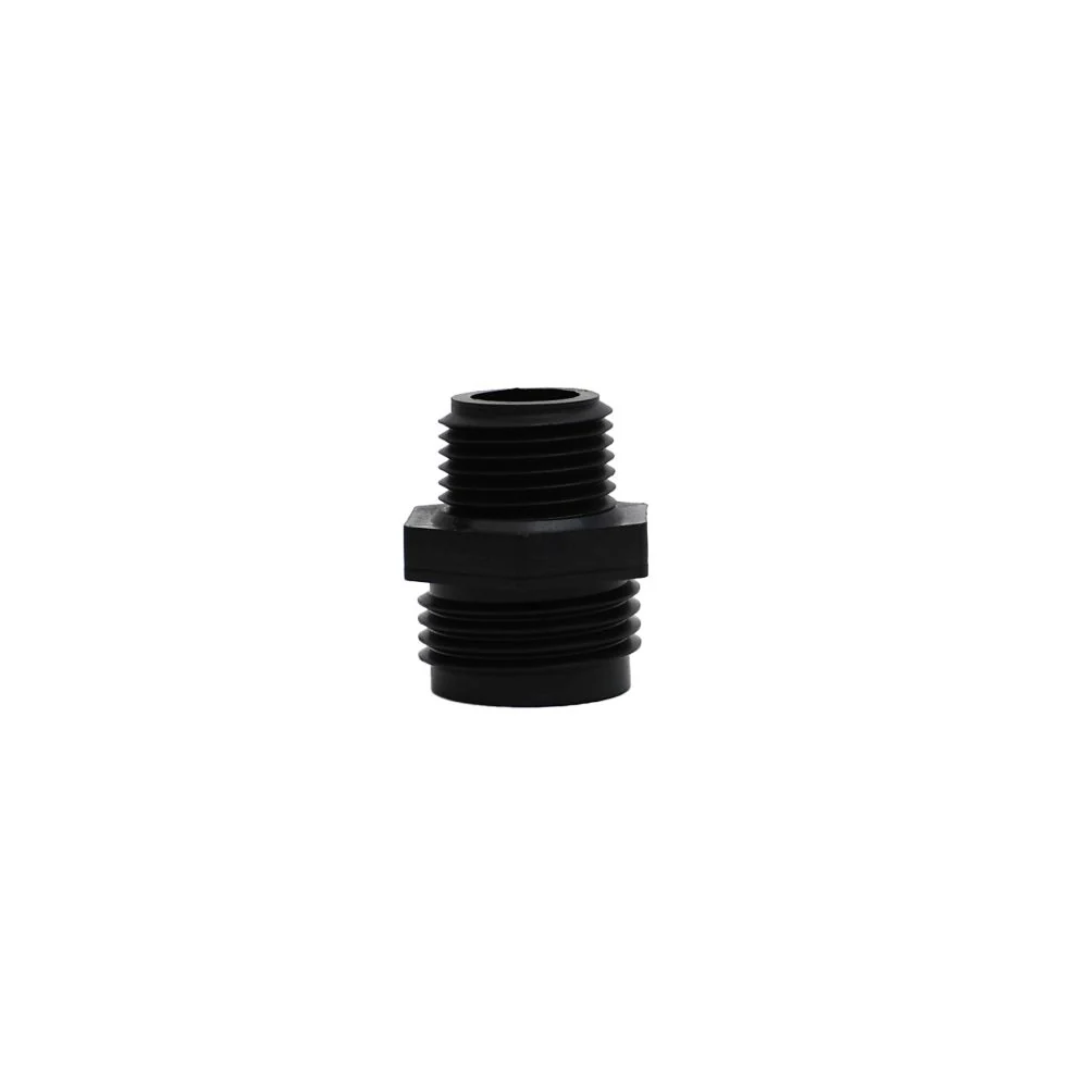 Male Garden Hose Adapter 3/4 MHT x 1/2 MNPT, Black Polypropylene — Single