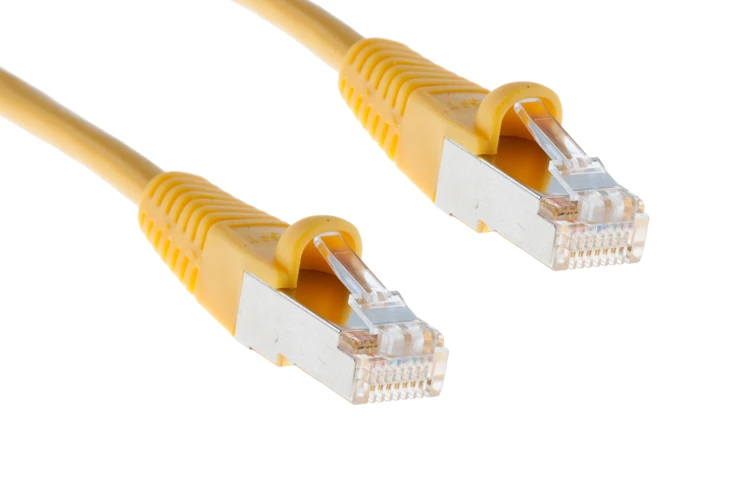 Cat5e Shielded Ethernet Patch Cable, Half-moon Boot, 75 ft, Yellow