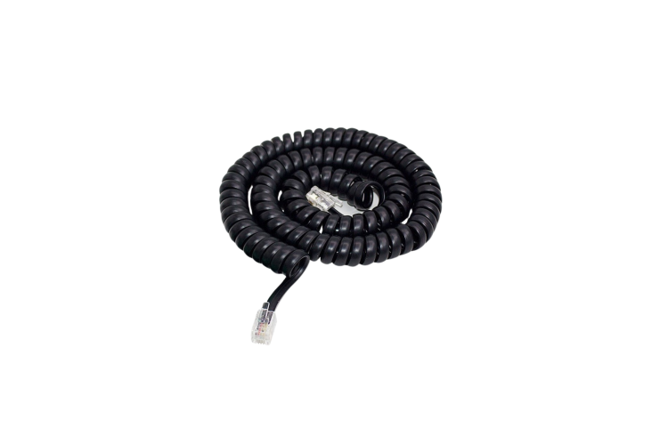 25Ft Coiled Telephone Handset Cord – RJ22 (4P4C) to RJ22, Black