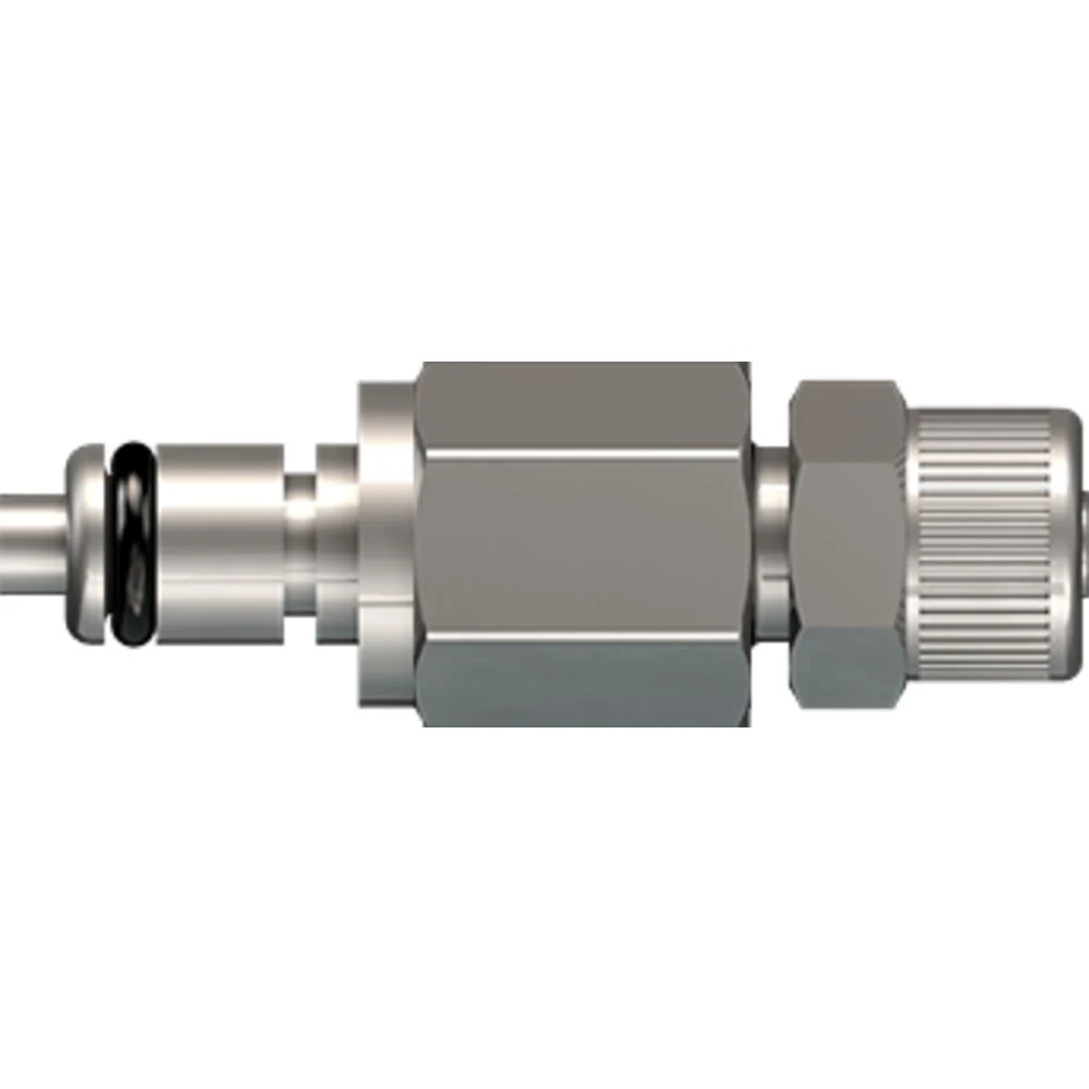 LinkTech 20CB Series Straight Male, Valved, 1/4" PTF, Chrome Brass, Buna N — Bag of 100