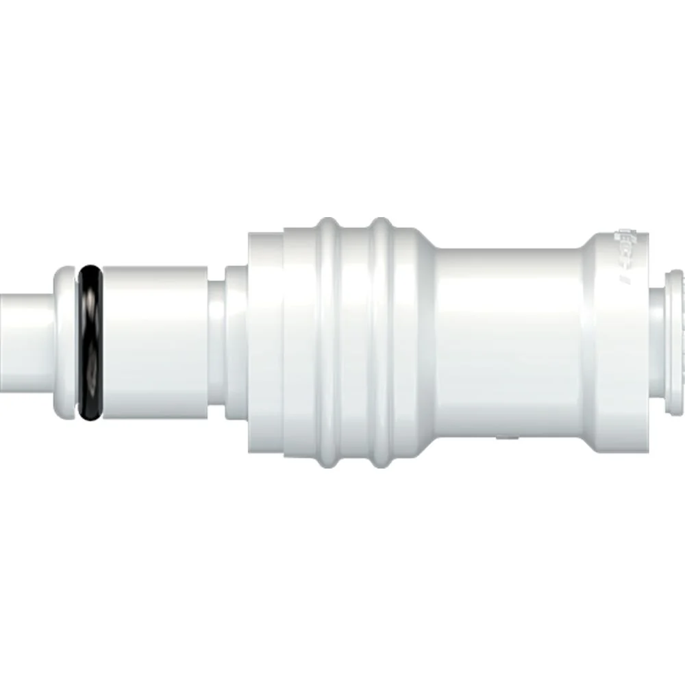 LinkTech 40AC Series Straight Male, Valved, 1/4" O.D. Push-In, Natural Acetal, Buna N — Single