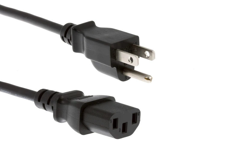 AC Power Cord, 5-15P to C13, 18 AWG, 1.5ft, Black
