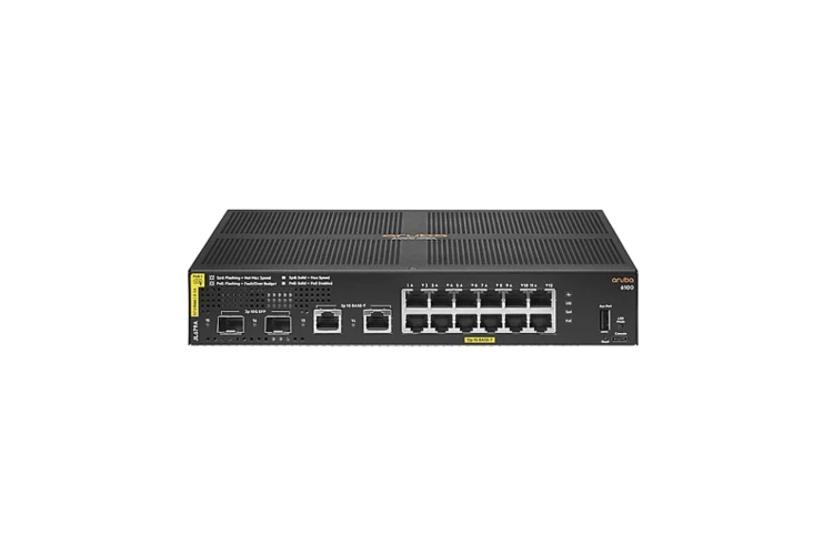 Aruba CX 6100 Series Switch with (12) 10/100/1000 PoE Ports + () SFP+ Ports + (2) 10/100/1000Base-T Ports, Factory Sealed, JL678A