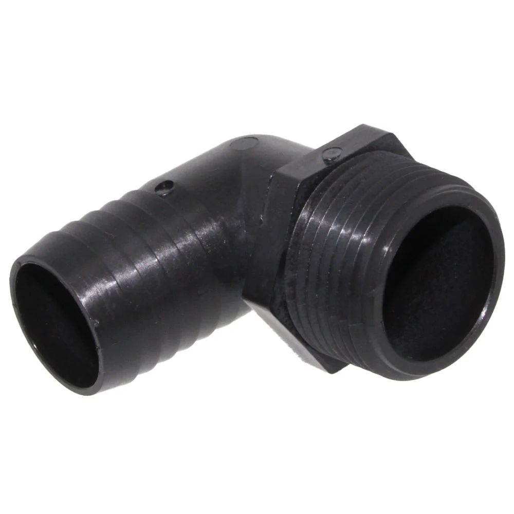 Male Elbow Barb x Male NPT - 5/8" HB x 1/2" MNPT - Black Polypropylene — Single