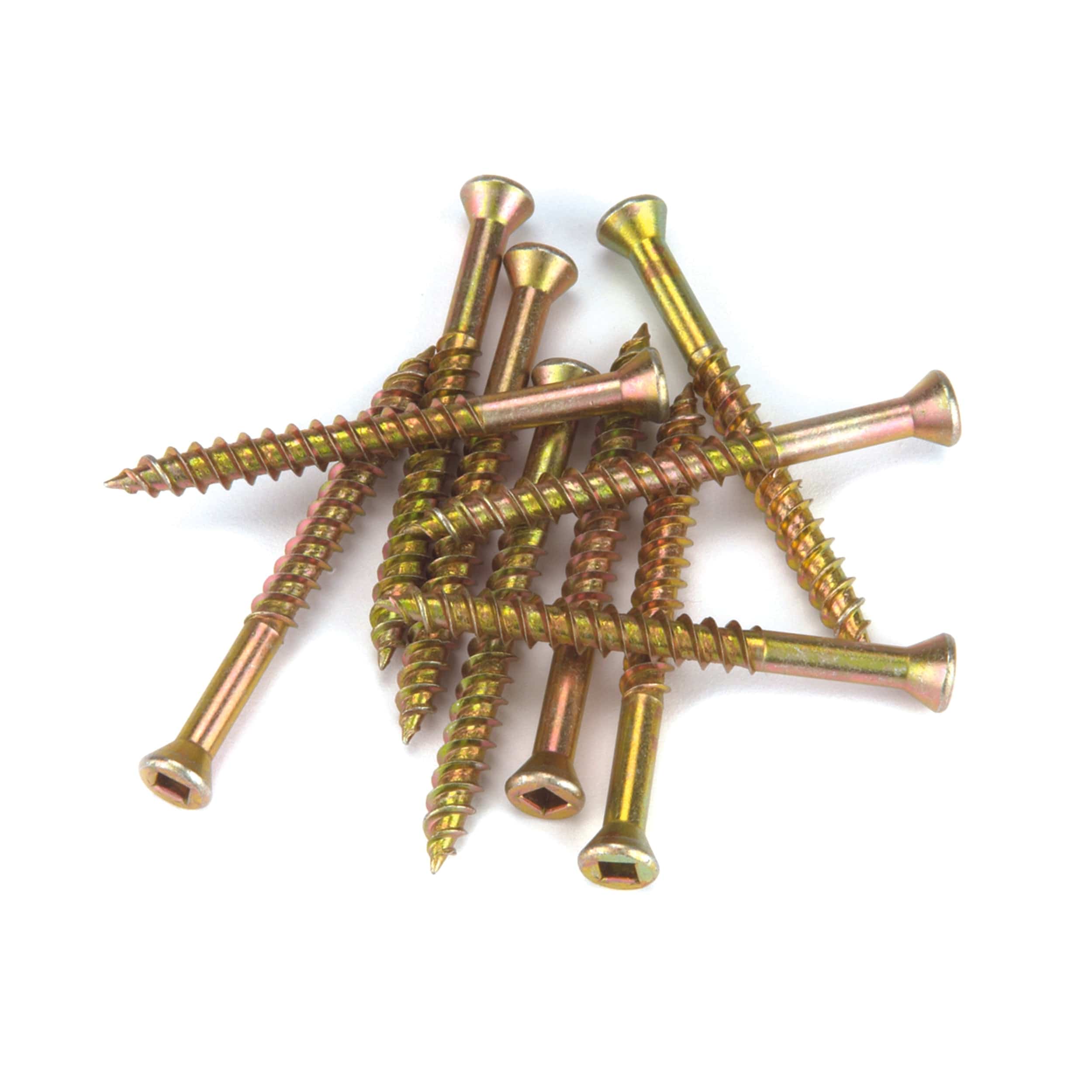 Woodworking Screws - Square Drive - Trim Head - Yellow - Zinc - 100 Piece — #7 / 1"