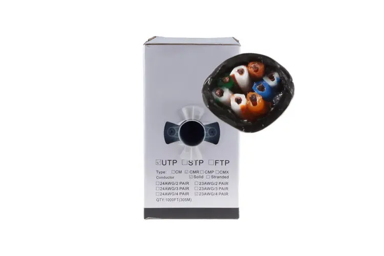 Cat5e Bulk Ethernet Cable, Unshielded, Solid, CMX, Spool, 1000 ft, 350 Mhz, Black
