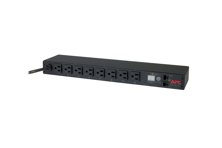 APC Metered 1U Rack PDU, 15A 120V Power Distribution Unit with (8) NEMA 5-15 Outlets, AP7800B