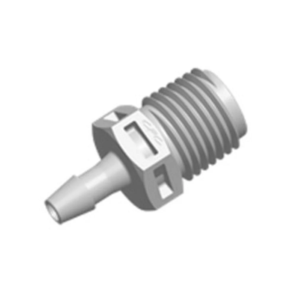 FitQuik Polypropylene Thread to Tube Straight Fitting - 1/4 NPT to 3/16 ID Barb — Single