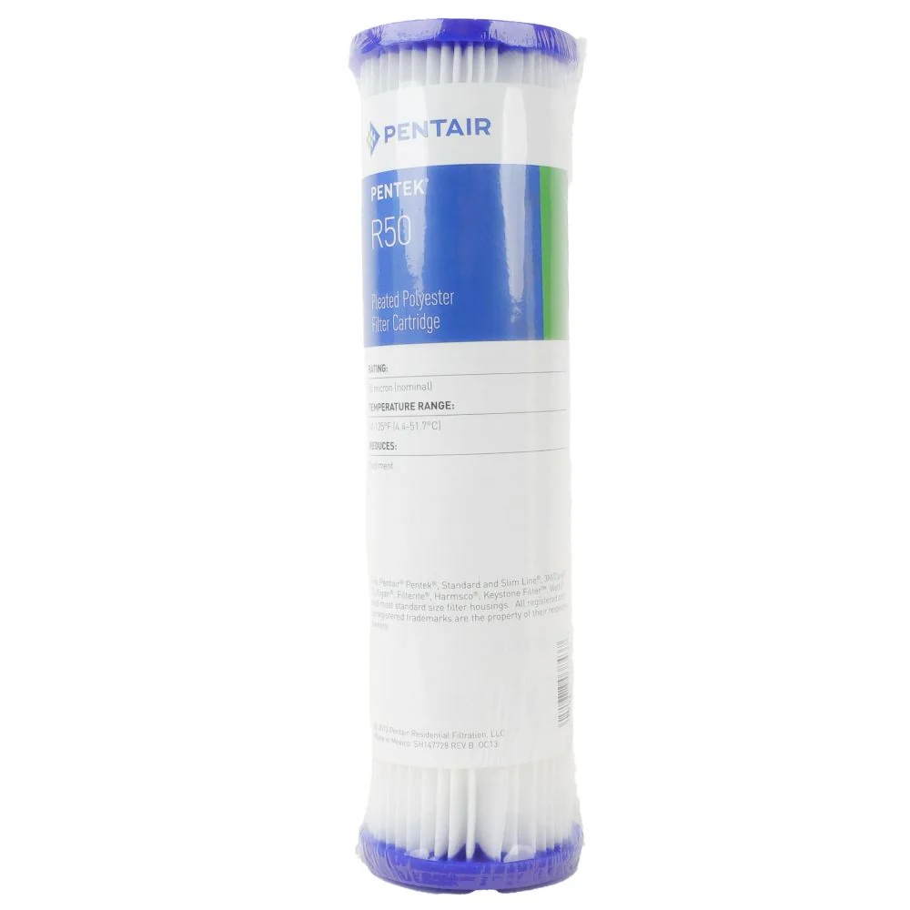 9-3/4" Pentek R50 Pleated Polyester 50 Mic Filter — Pack of 2
