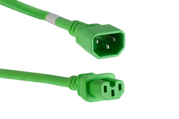 AC Power Cord, C14 to C15, 14 AWG, 6ft, Green