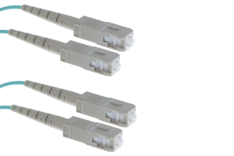 SC to SC Multimode Duplex 50/125 Fiber Cable, OM4, 15 Meters