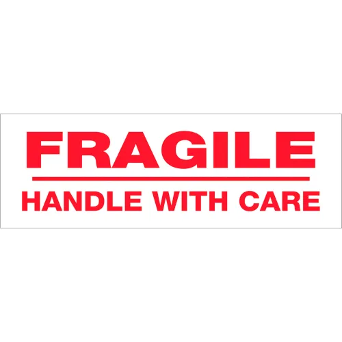 Tape Logic® Carton Sealing Tape, Fragile Handle With Care, 3" x 110 Yds., Red/White - Pkg Qty 6