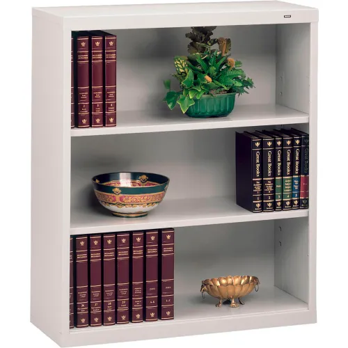 Tennsco® Welded Bookcase, 34-1/2"W x 13-1/2"D x 40"H, 3 Openings, Light Grey