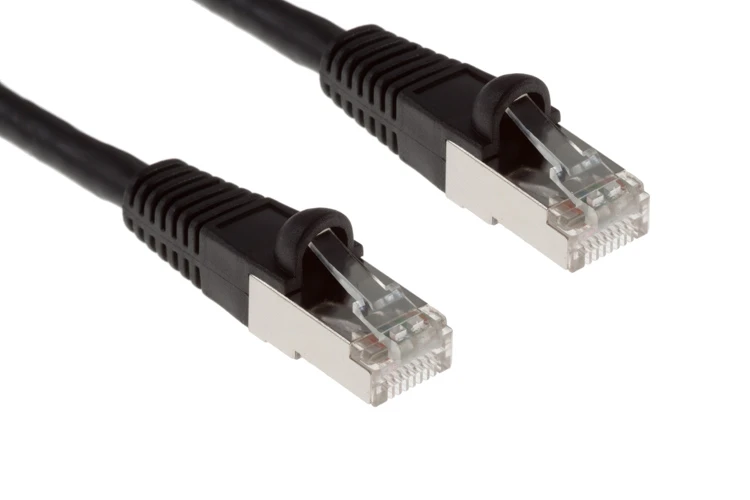 Cat6 Shielded Ethernet Patch Cable, Half-moon Boot, 5 ft, Black