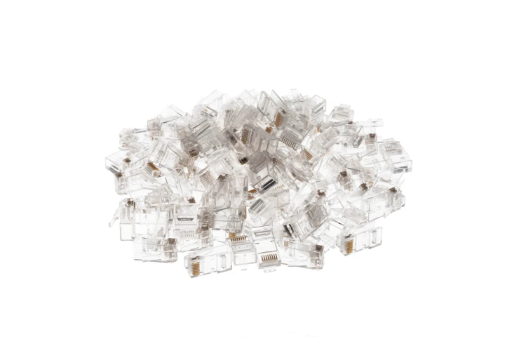 EZ CAT6 RJ45 Modular Plugs for Solid/Stranded UTP Cable, Feed Through, Qty 100, EZRJ45PGSTC6100