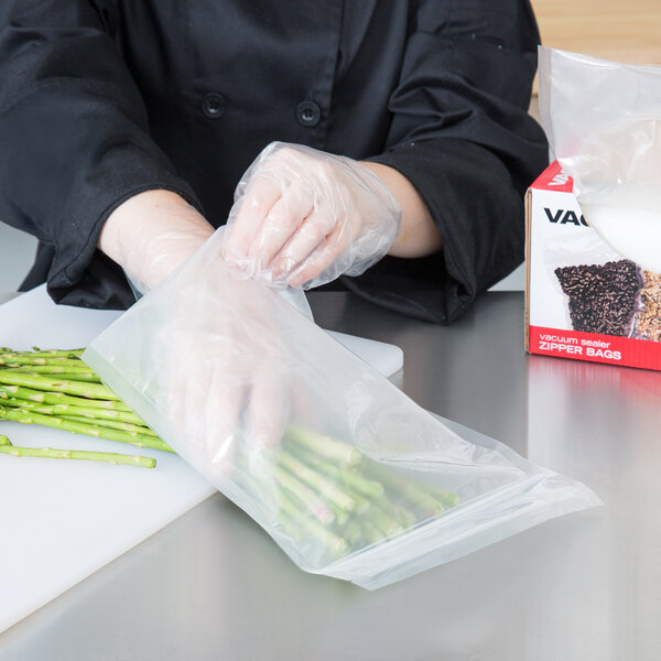 ARY VacMaster 948502 8" x 12" Full Mesh Qt. Size Vacuum Packaging Bag with Zipper 3 Mil - 40/Box