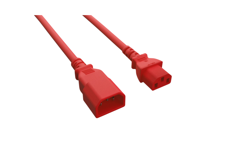 Power Cord, C13 toC14, 8 ft, 14AWG, Red