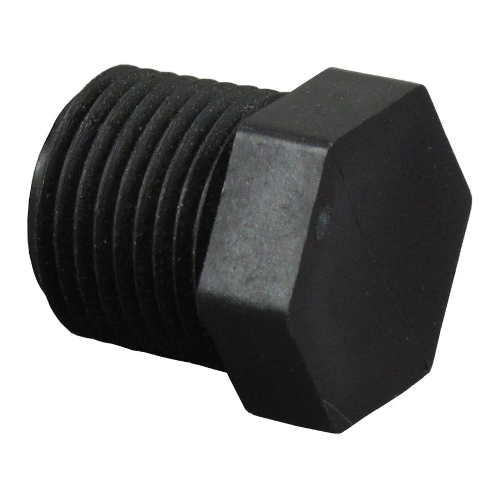 Pipe Plug Hex Head - 1/4" NPT Polypro Black — 25-Pack
