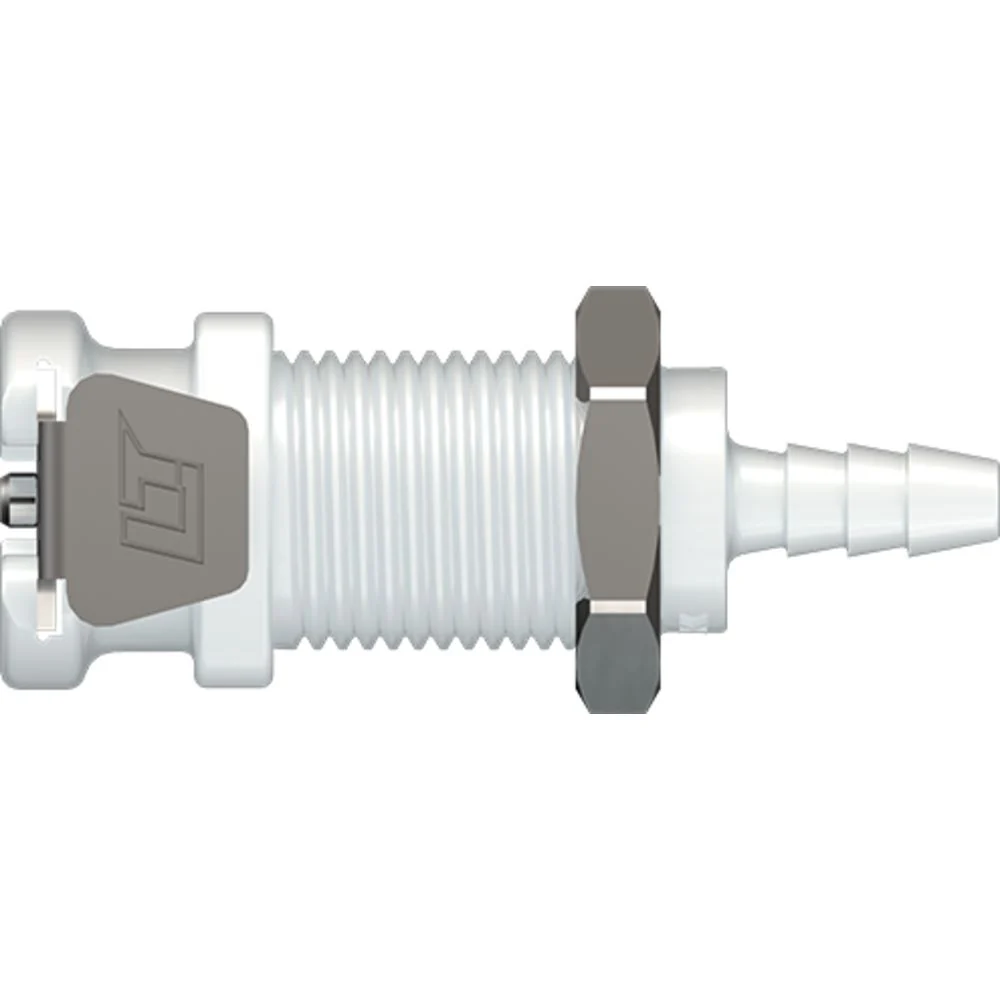 LinkTech 20AC Series Panel Mt. Female, Valved, 1/8" HB, Natural Acetal, Buna N — Bag of 100