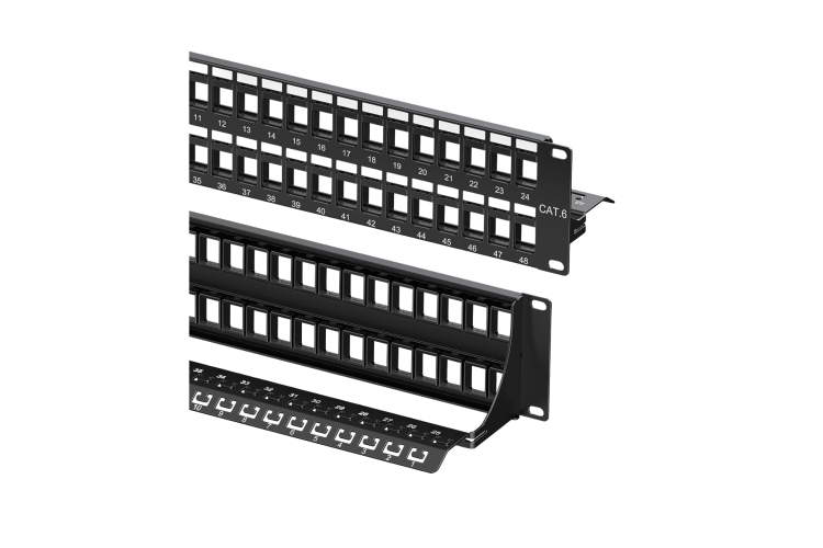 48 Port Network Closet Cleanup Kit, Patch Cables, Cable Manager, Velcro Ties