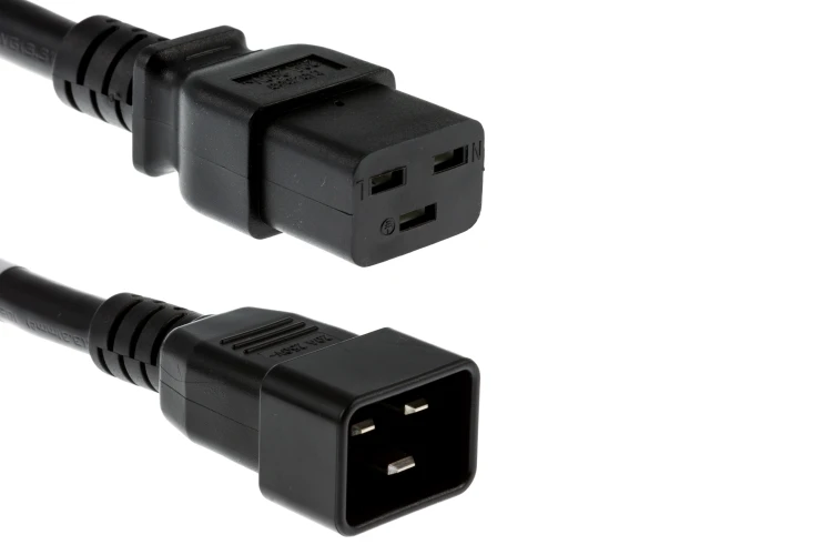 AC Power Cord, C20 to C19, 12 AWG, 4ft Black