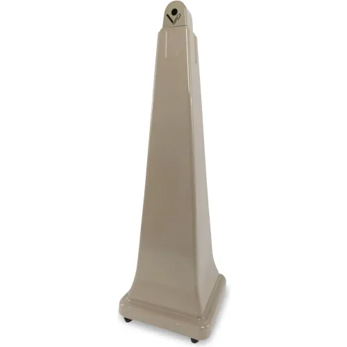 Rubbermaid® GroundsKeeper Cigarette Waste Collector, Pyramid, 1 gal, 12.25x39.75, Beige