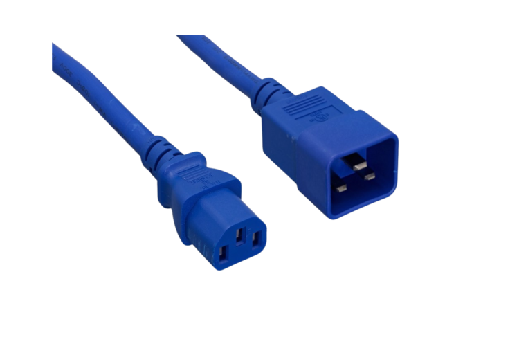Power Cord, C13 toC20, 8 ft, 14AWG, Blue