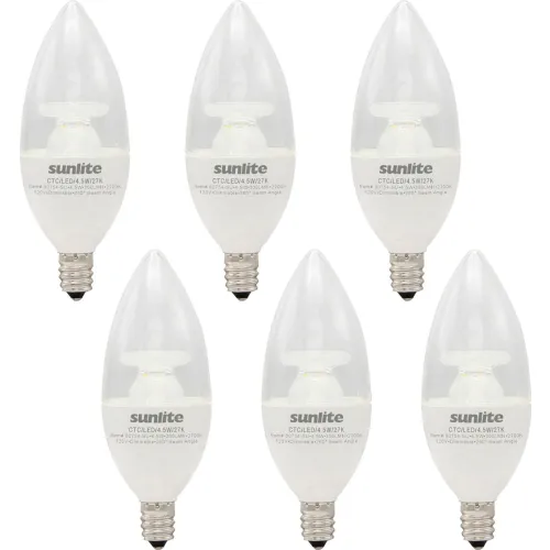 Sunlite® LED B11 CTC Light Bulb, E12 Base, 4.5W, 300 Lumens, 2700K, Warm White, Pack of 6