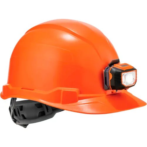 Ergodyne Skullerz® 8970LED Hard Hat Cap Style, Ratchet Suspension, LED Light, Class E, Orange