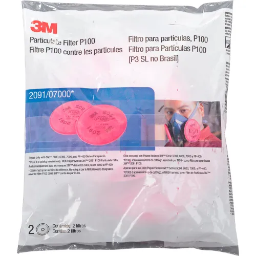 3M™ Particulate Filter 2091/07000(AAD), P100 Respiratory Protection, 2/PK