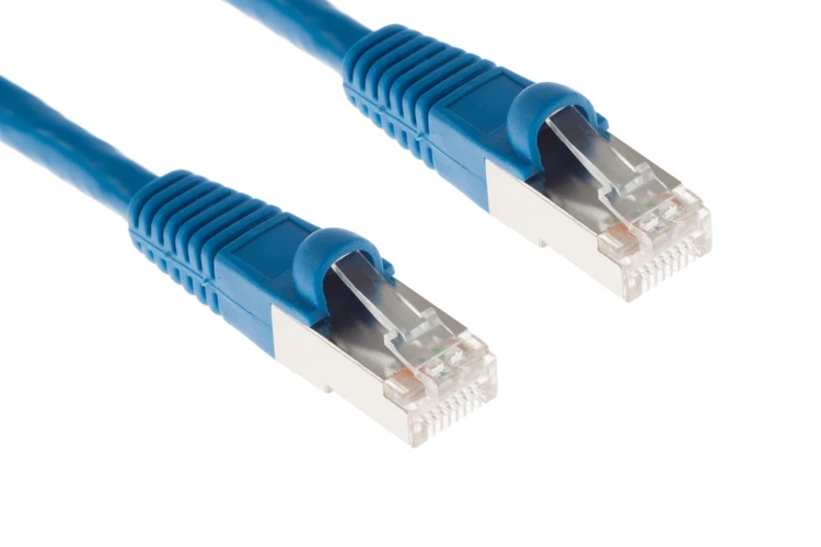 Cat6 Shielded Ethernet Patch Cable, Half-moon Boot, 20 ft, Blue