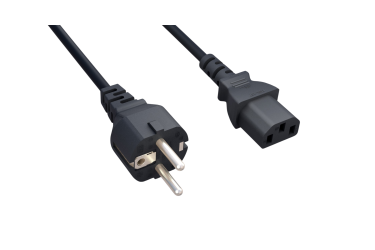 AC Power Cord, European, CEE 7/7 to C13, 18AWG, 6ft, Black