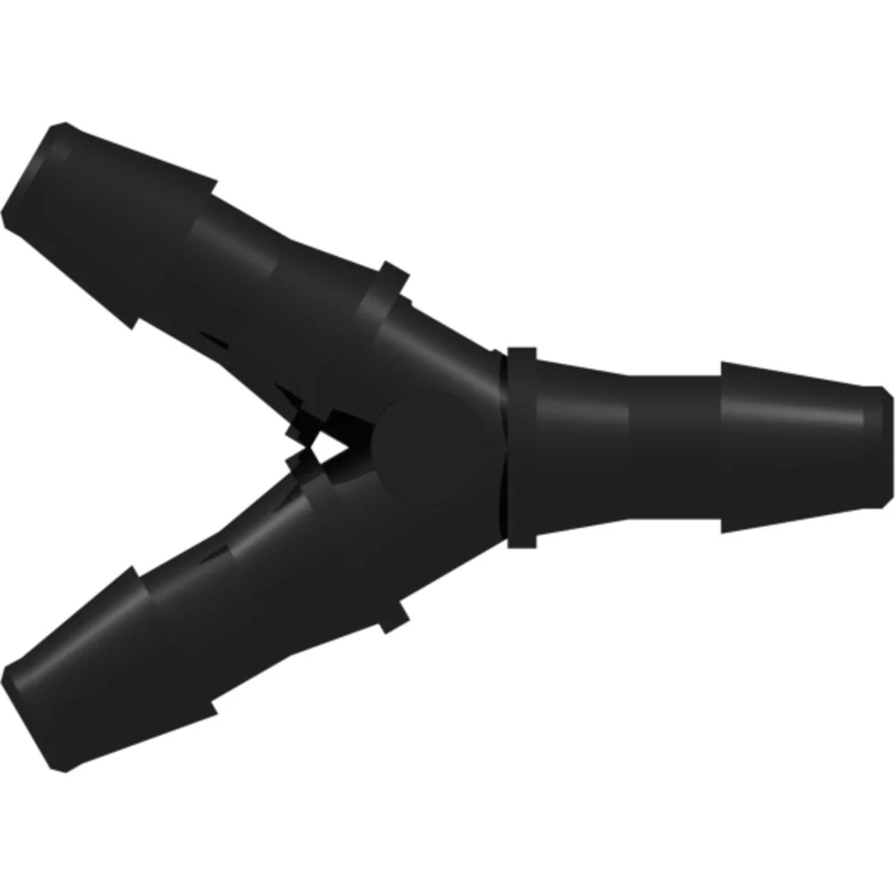 LinkTech Y Tube Fitting with 200 Series Barbs, 1/4" (6.4 mm) ID Tubing, Black Nylon — Single