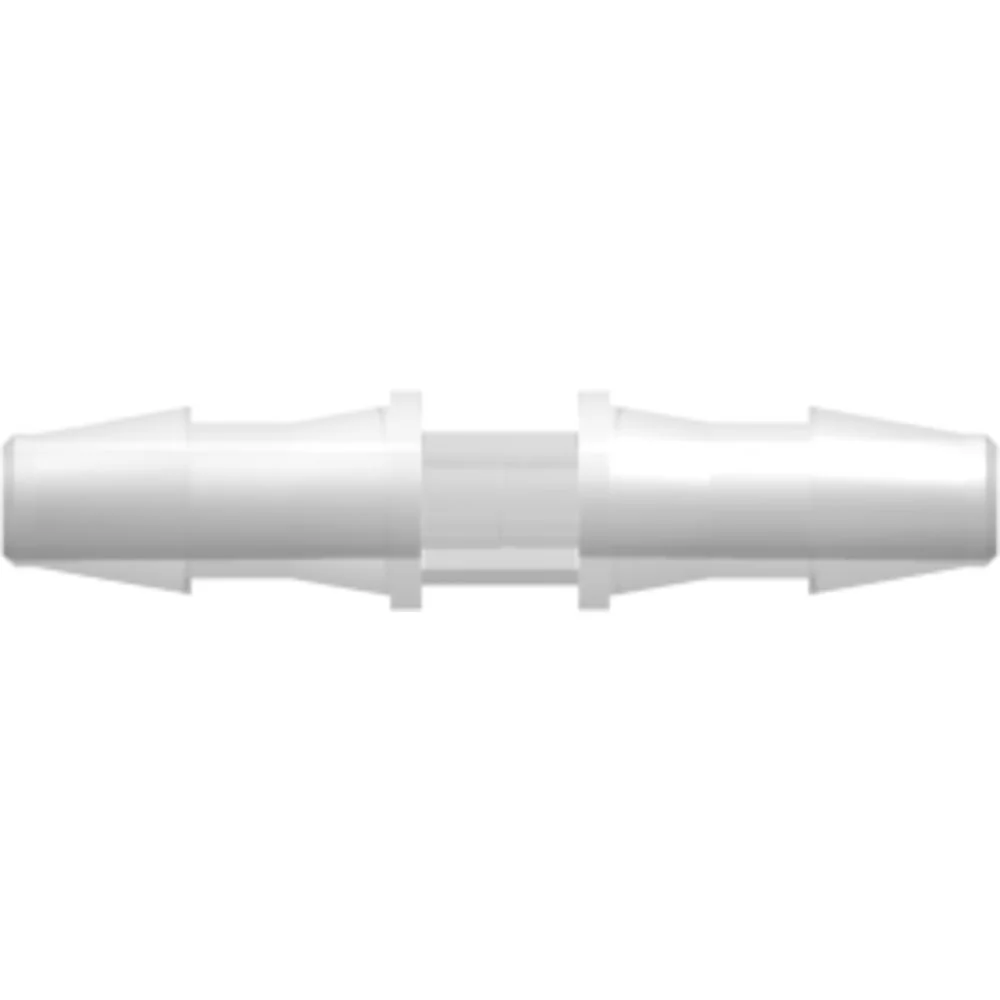 LinkTech Straight Through Tube Fitting with 200 Series Barbs, 1/8" (3.2 mm) ID Tubing, Natural Polypropylene — Box of 10000